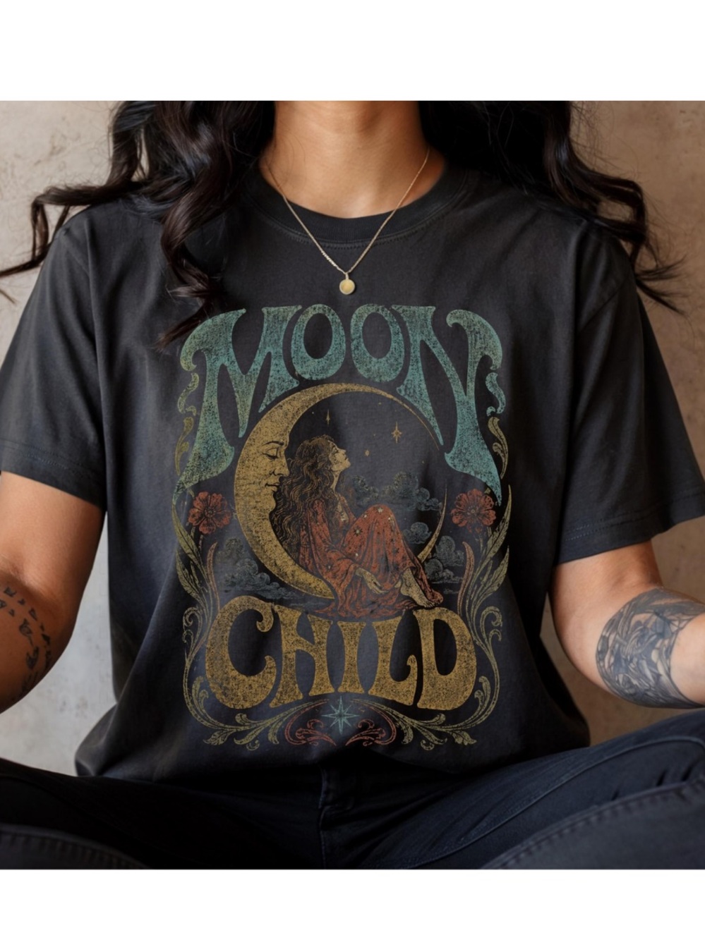 Comfort Colors Moon Child Graphic Tee - Black